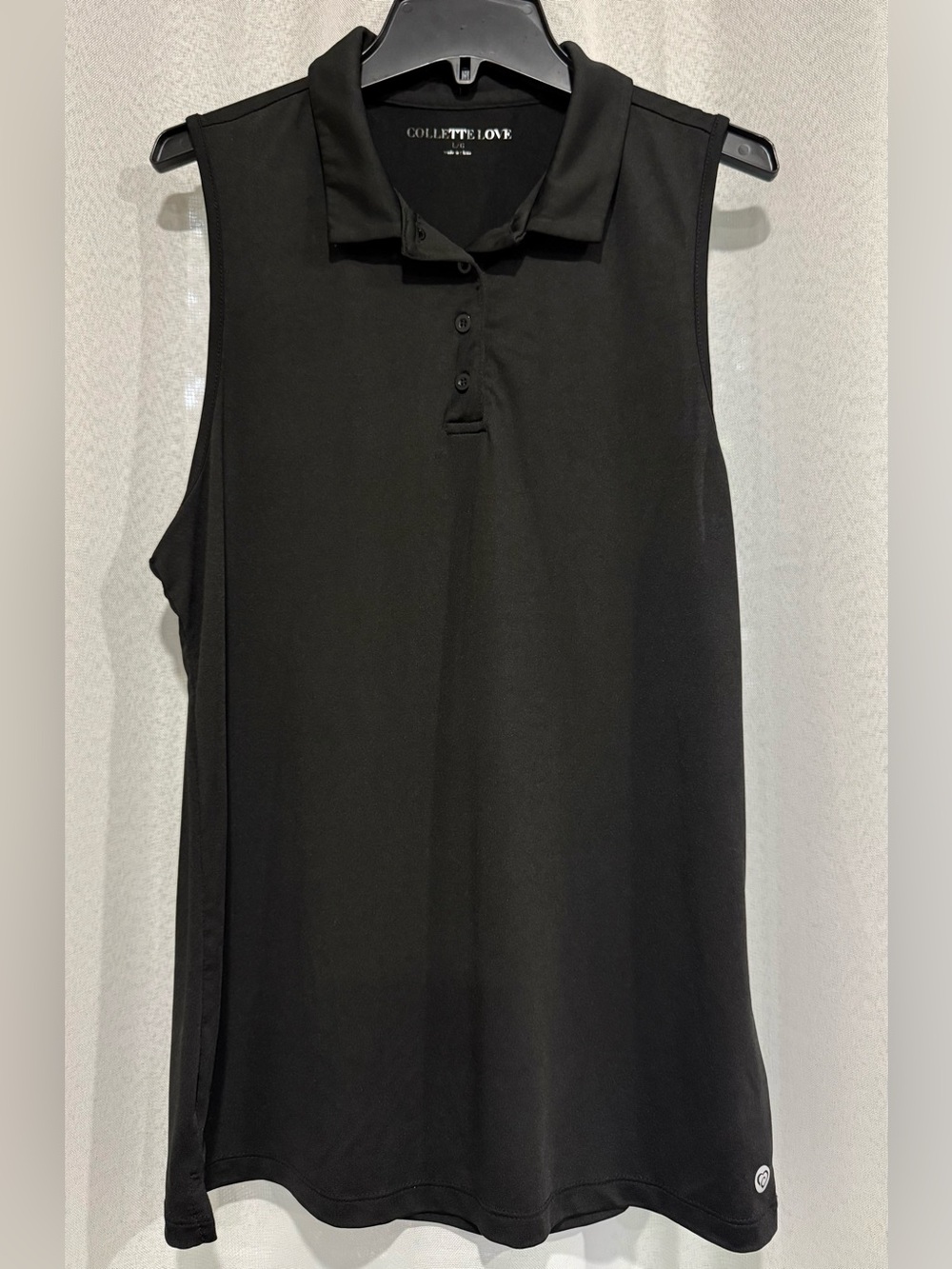 Collette Love Black Sleeveless Golf Tennis Polo Top L